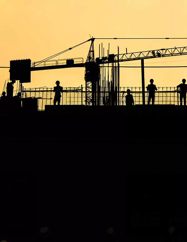 workers  on a high rise Construction site